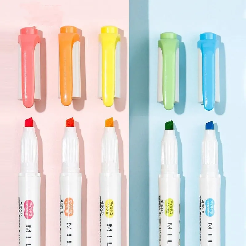 Japanese Markers Zebra WKT7 Mildliner : Double Tip Colorful