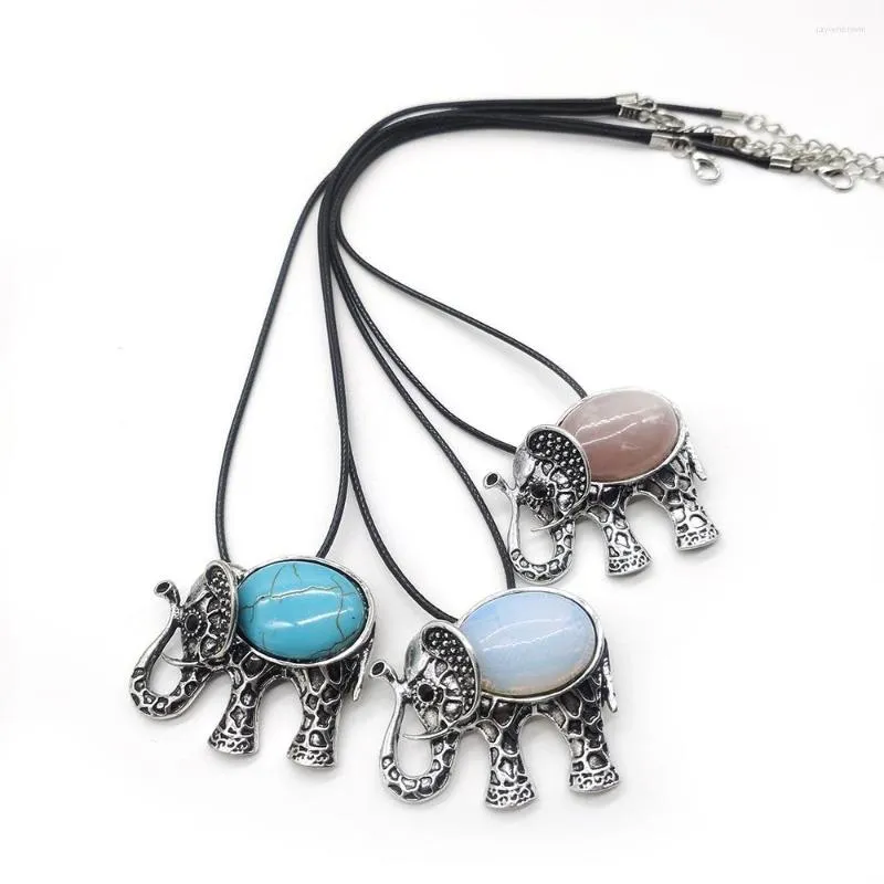 Hanger kettingen natuursteen vintage olifant agaat turquoise legering kristallen ketting prachtige charm sieraden diy cadeau