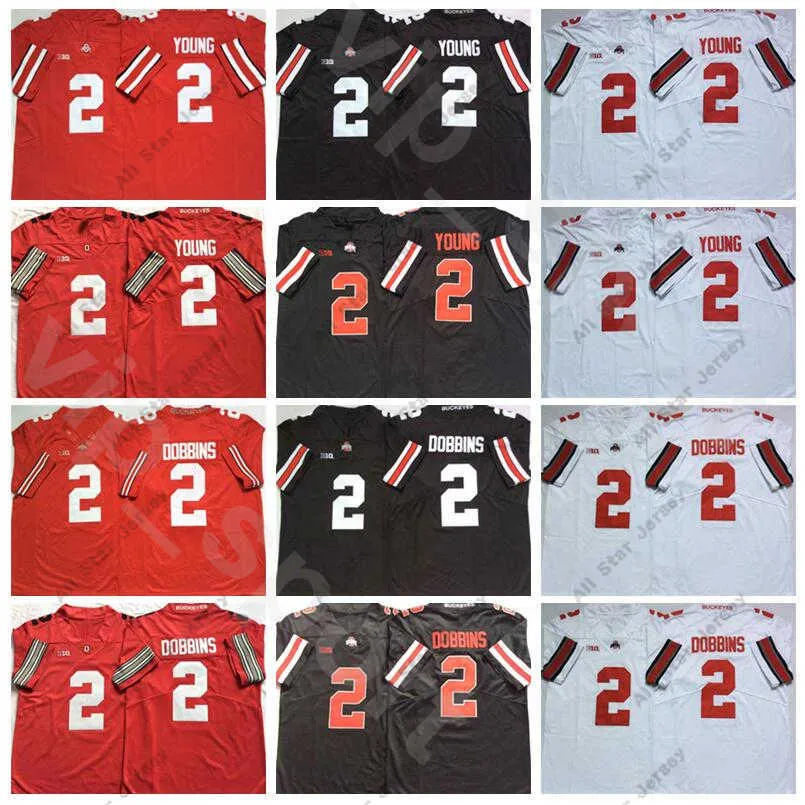 American College Football Wear College Ohio State Buckeyes Football 2 J.K Dobbins Trikot 2 Chase Young University Uniform Atmungsaktive Stickerei und Nähte Rot Bl