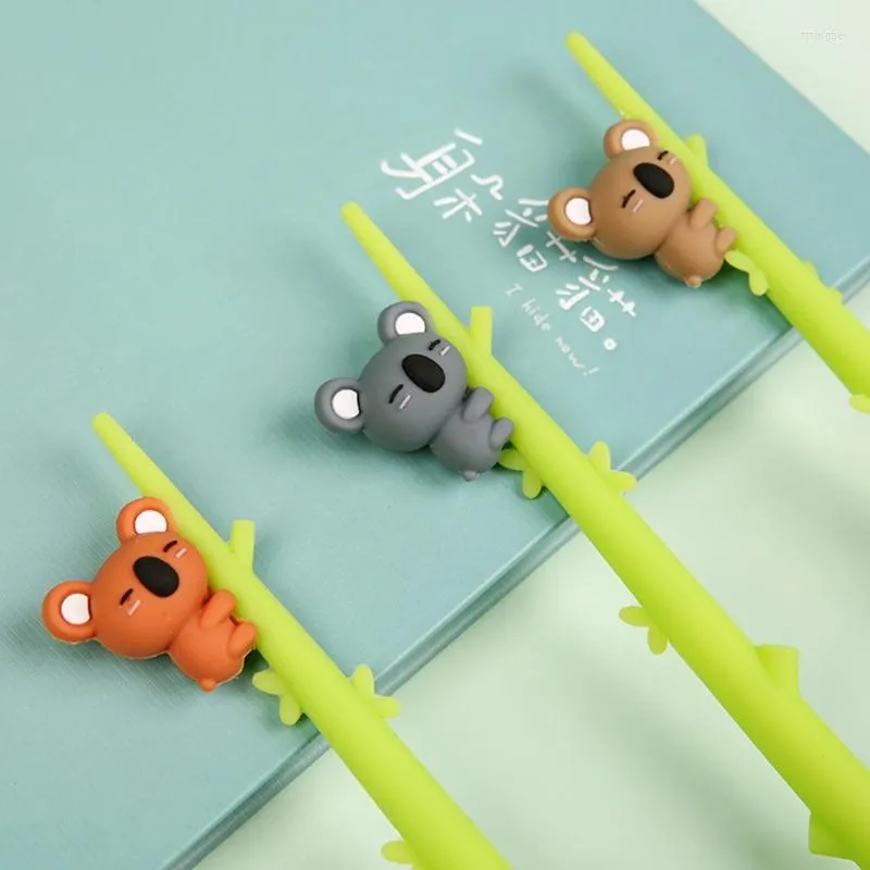 Pack de 3 PCS 3D Koala Bear Gel Pen Rechargeable 0.5mm Recharges Party Giveaways Fournitures Classe Récompense Pour L'école