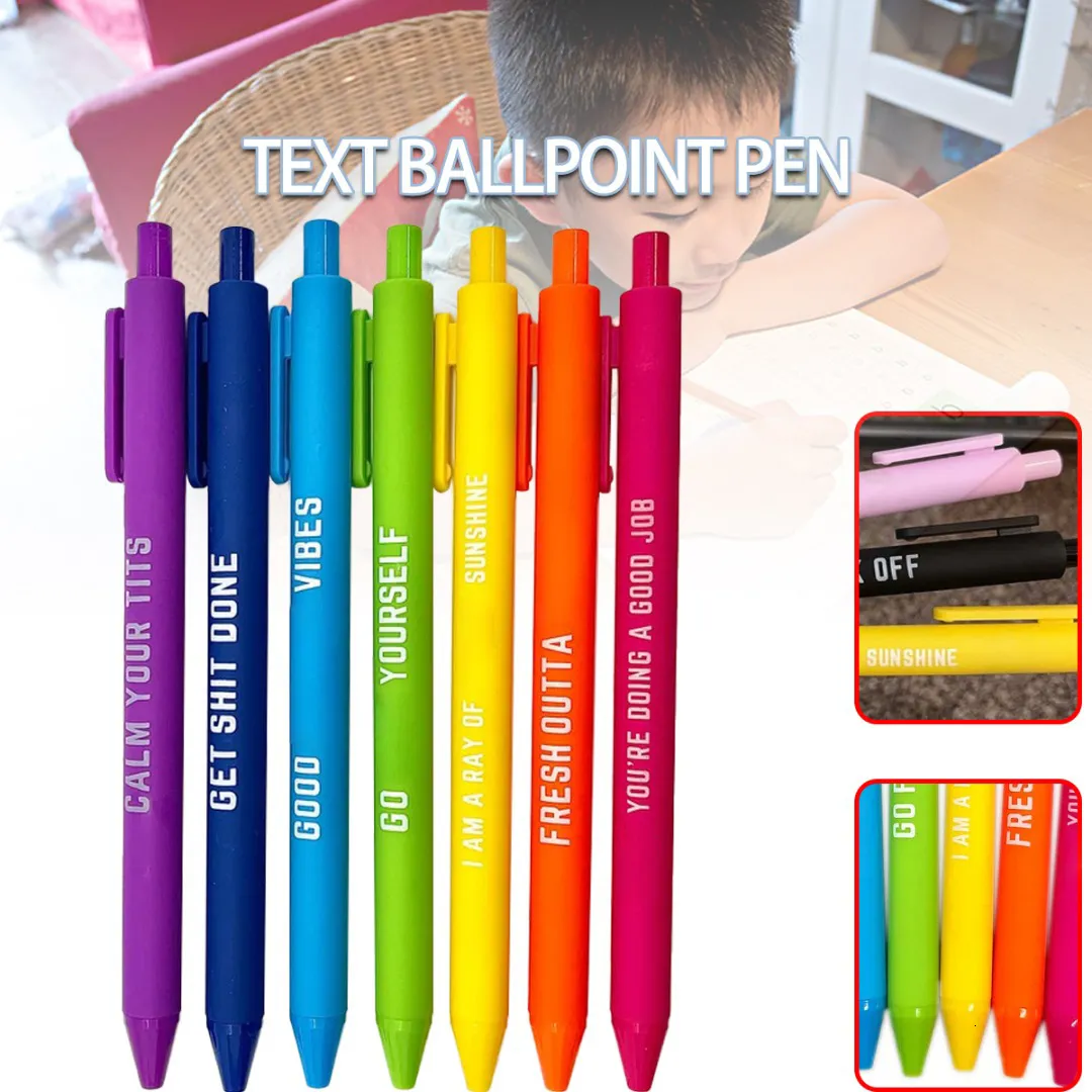 Ballpoint Pens 11pcs Funny Ballpoint Pens Colorful Complaining Quotes Pen For Student Gift Stationery Office Signature Multifunction Pen 230203