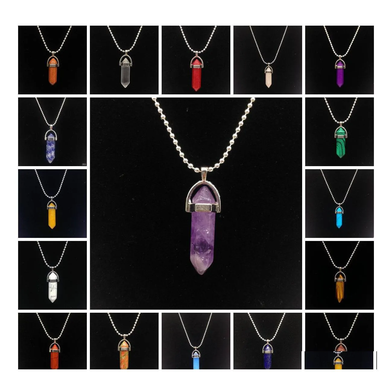 女性用のペンダントネックレスAgate Jade Gold Sier Necklace Black Crystal Quartz Healing Natural Stone Yzedibleshop Drop Delivery Jewe DHC54