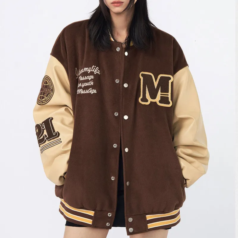 Giacche da donna Lettera americana asciugamano ricamato giacca di alta qualità cappotto da donna strada hip-hop retrò uniforme da baseball coppia giacca all-match 230203