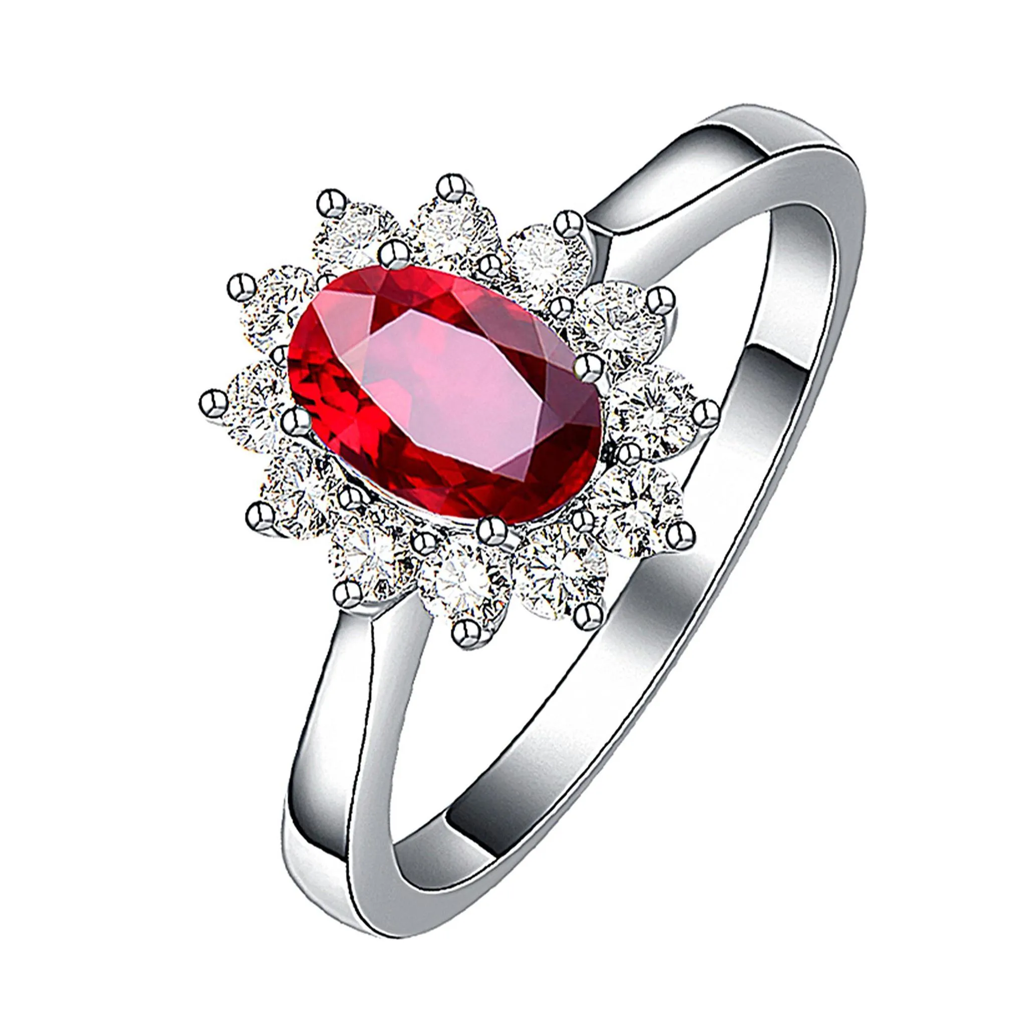 Solitaire Ring 925 Sterling Sier Timeless Elegance Crown Red Tilted Heart for Women Jewelry Nanashop Drop Drull Dress