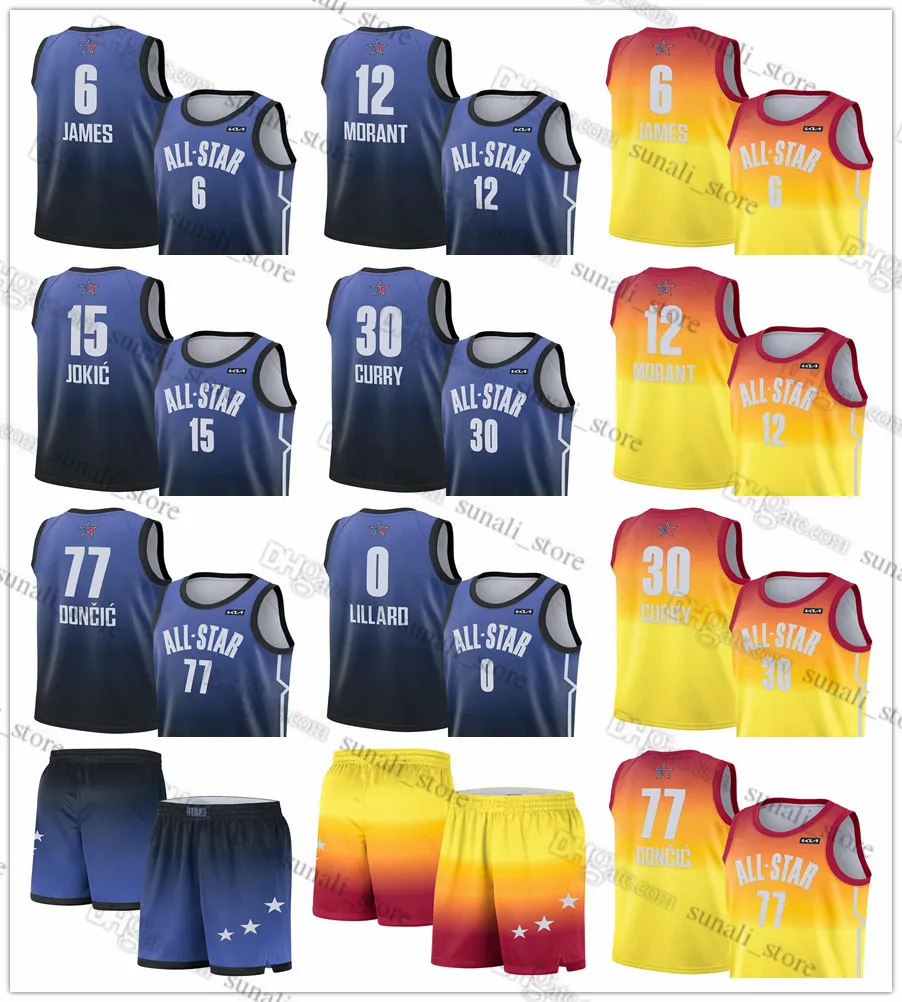 2023 All-Star Western Basketball Jerseys LeBron James Luka Nikola Doncic Jokic Ja Morant Damian Lillard Shorts Pants Men Women Youth