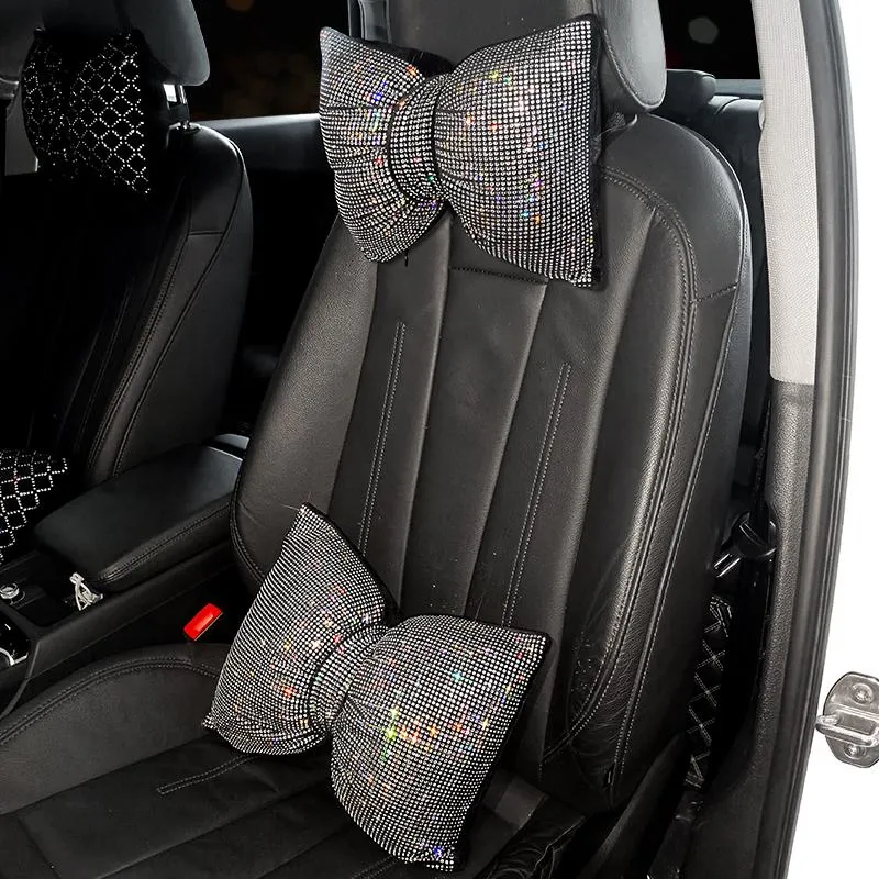 Coussins de siège de luxe voiture tête cou oreiller brillant étincelant strass Bling appui-tête taille prend en charge diamant lombaire repos dos