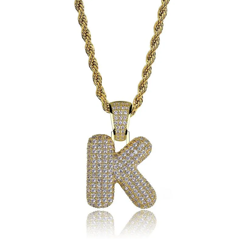 Pendant Necklaces Lucky Sonny Factory Price Bling CZ Micro Paved Initials Custom Name Bubble Letters Pendants Men's Hip-Hop Jewelry