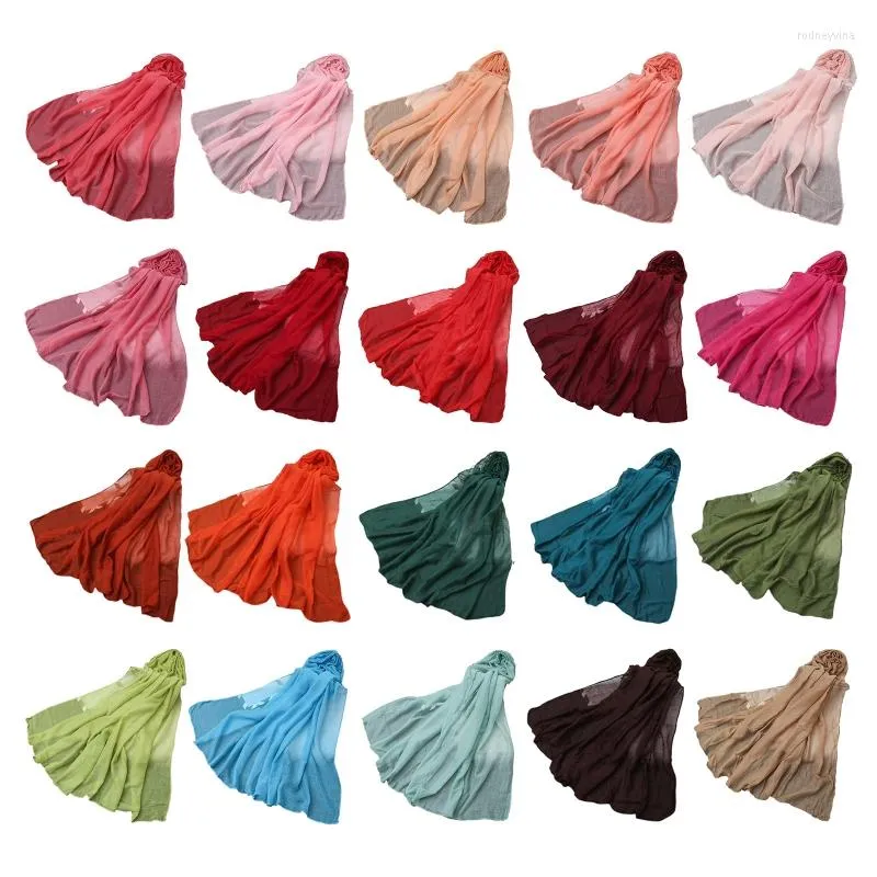 Halsdukar stil 180x80 cm vanlig fast färg bomullslinne sjal kvinnor hijabs halsduk muslim bred halsvepa för kvinnliga damer