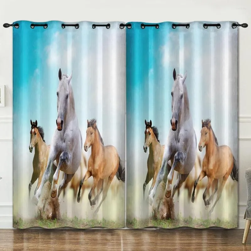 カーテンAランニング馬の部屋の装飾背景布ピンクカーテン贅沢1