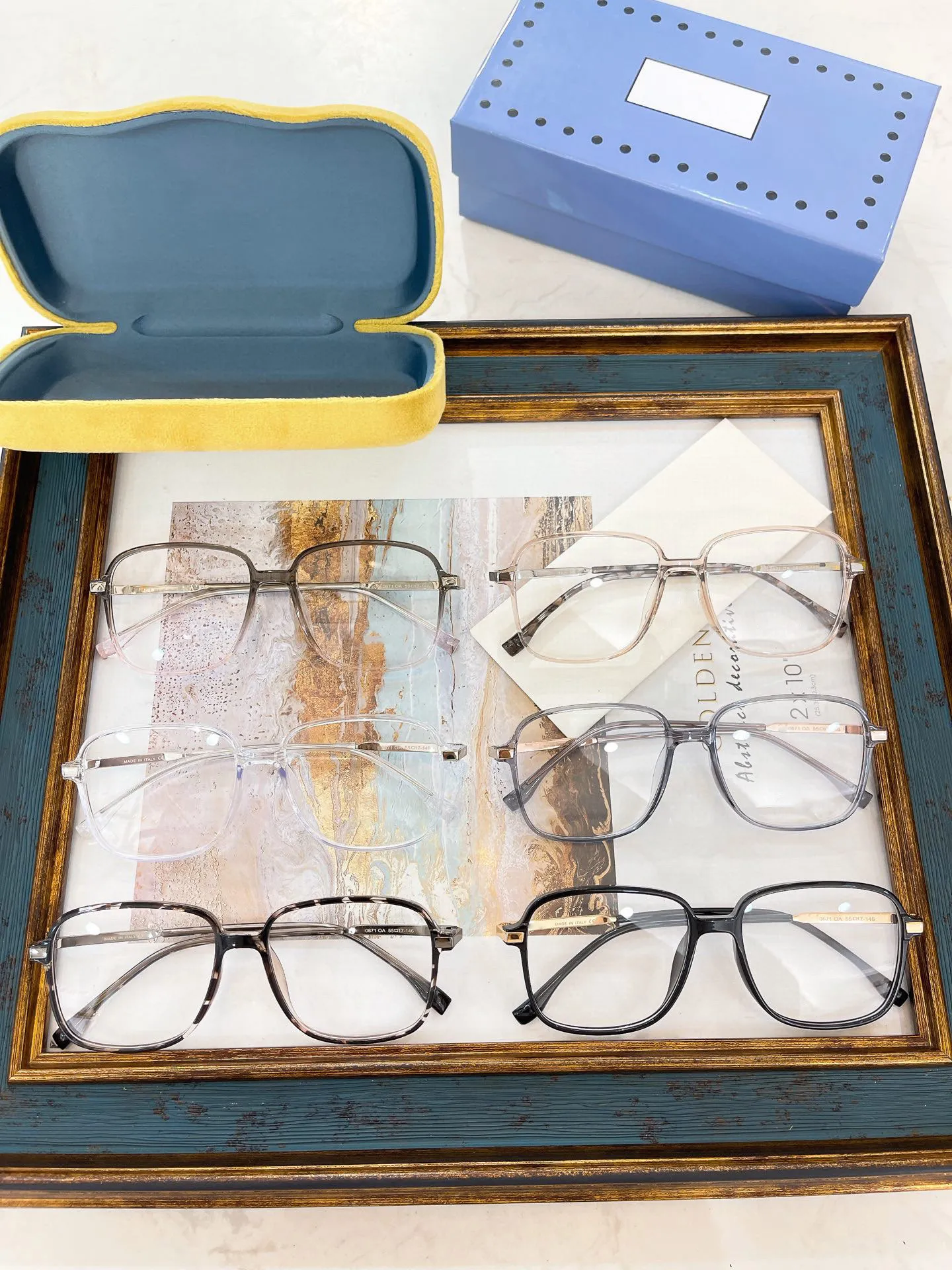 Mannen en vrouwen oogglazen frames bril met frame heldere lens heren dames 0671QA nieuwste willekeurige doos