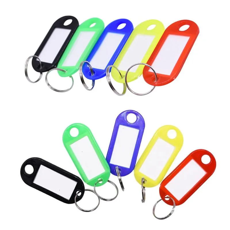 Porte-clés 20 pcs/lot aléatoire multi-couleur porte-clés clé ID étiquette étiquettes bagages El numéro Classification carte avec anneaux porte-clés