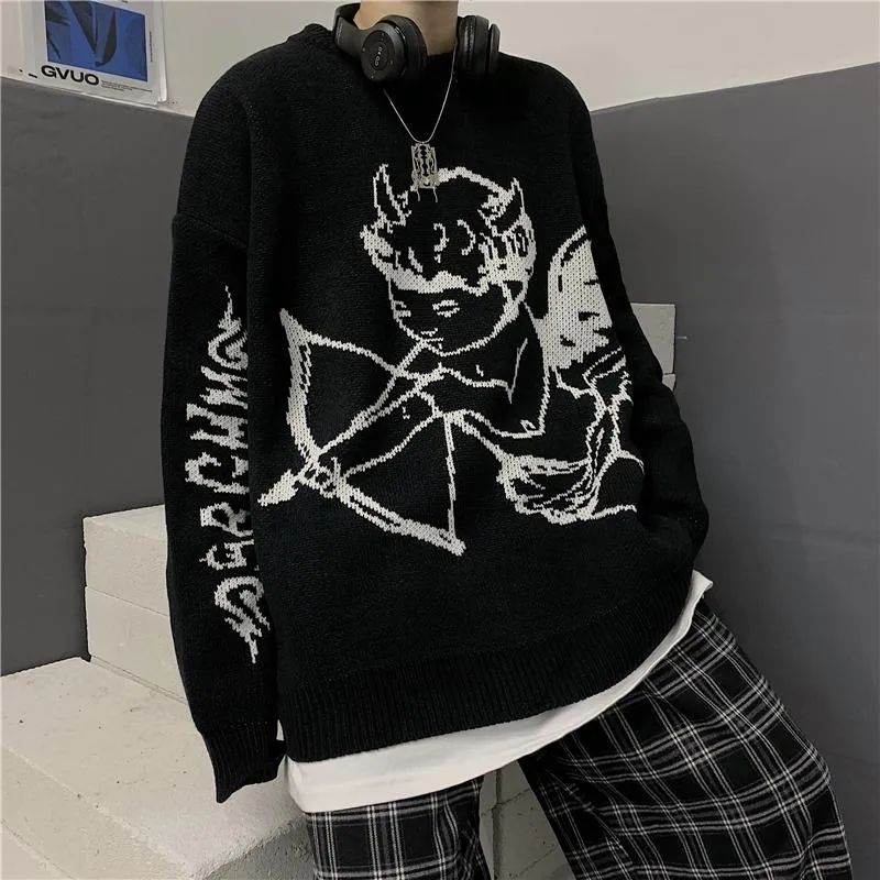 Women's Sweaters Sweater Oversize Angel Pullovers Streetwear Hip Hop Long Sleeve Aesthetic Loose Korean Fashion Top Coat Vintage