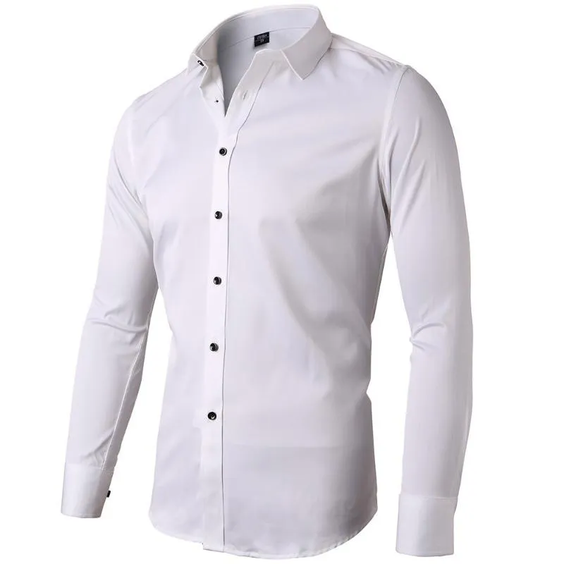 Heren-jurk shirts met lange mouwen zakelijke banket shirt stretch casual slank solide