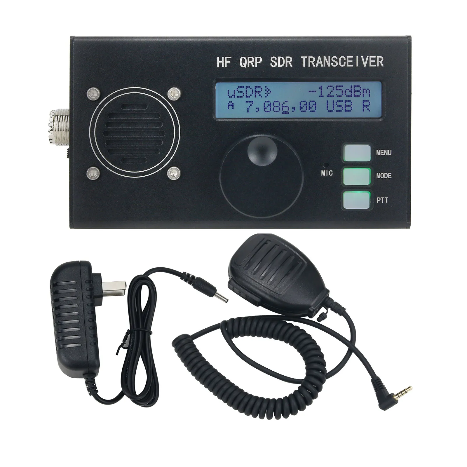 NUOVO USDX USDR HF QRP SDR Ricetrasmettitore Elettronica Ricetrasmettitore SSB/CW 8-Band 5W DSP SDR Guscio nero con microfono