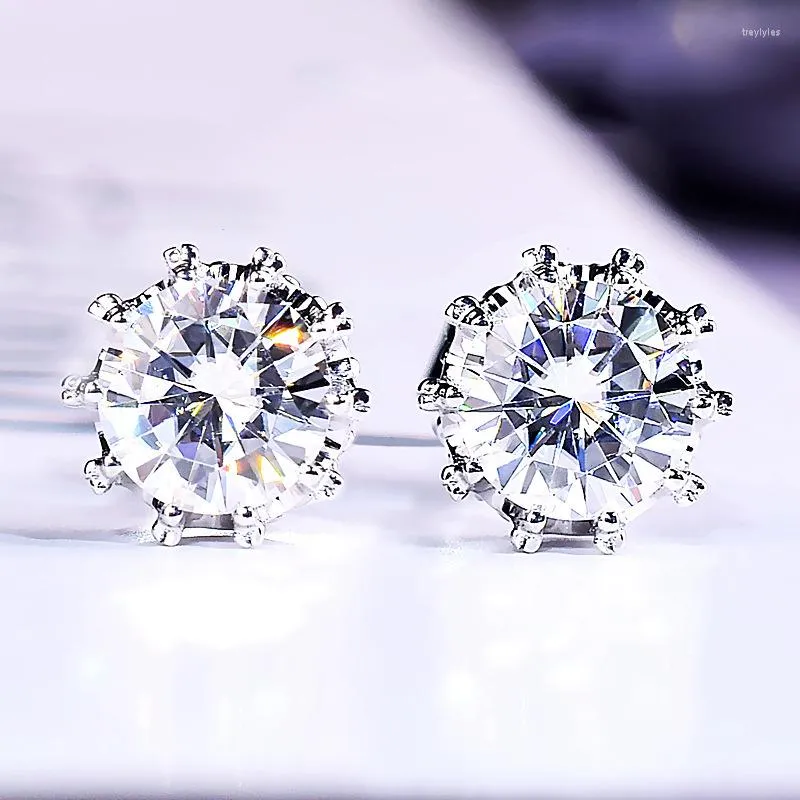 Boucles d'oreilles à clous en argent Sterling S925, couronne en diamant simulé, simples et exquises, approvisionnement direct d'usine pour femmes