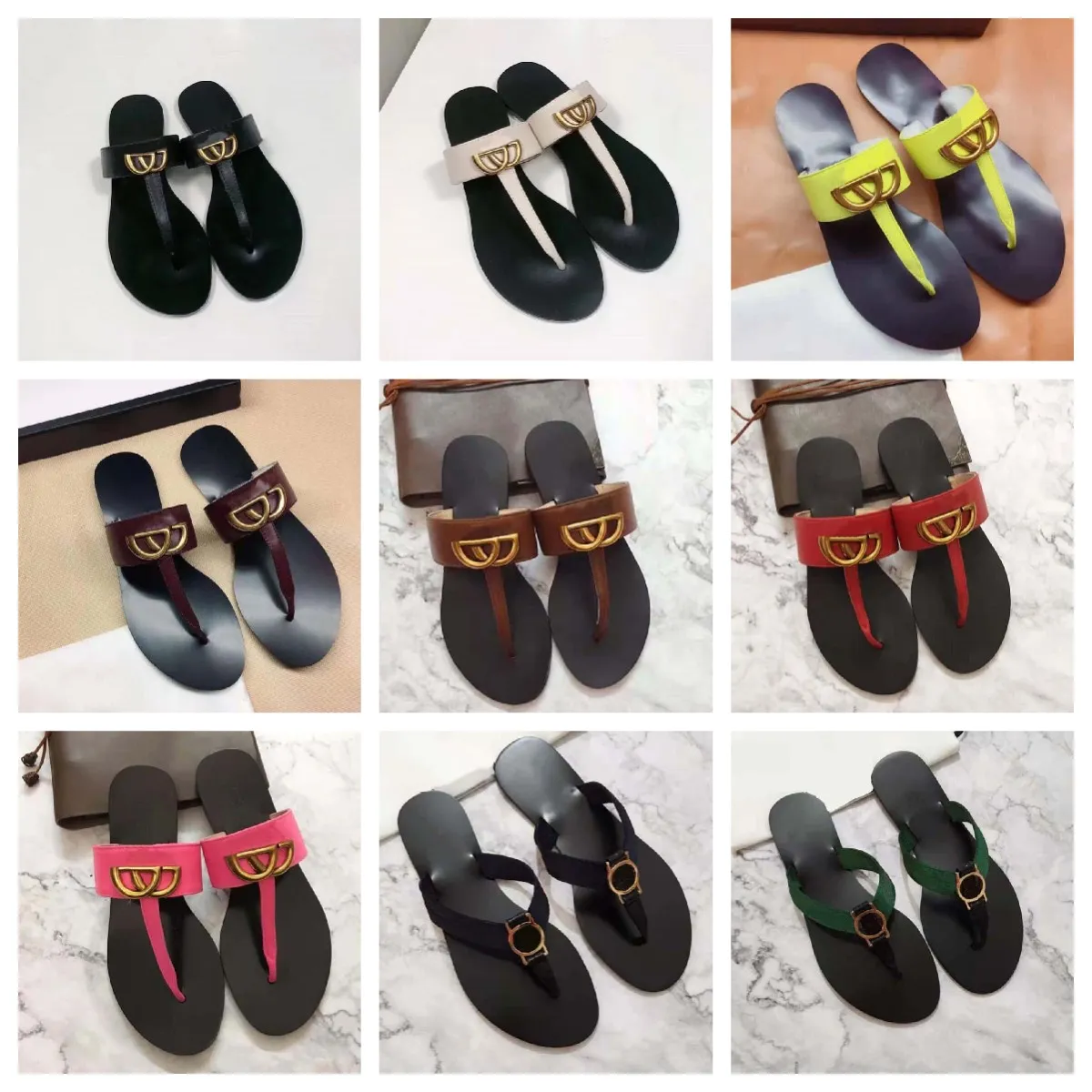 2023 Mode Frau Sandalen Flip-Flops für Frauen Hochwertige stilvolle Slipper Modeklassiker Sandale Slipper Flache Schuhe Slide Sommer Hausschuhe Eu 35-42