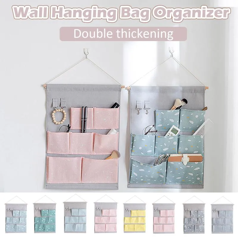 Opbergtassen muur hangende organizer tas zeven zakken gemonteerde katoenen garderobe cosmetische kast accessoires item