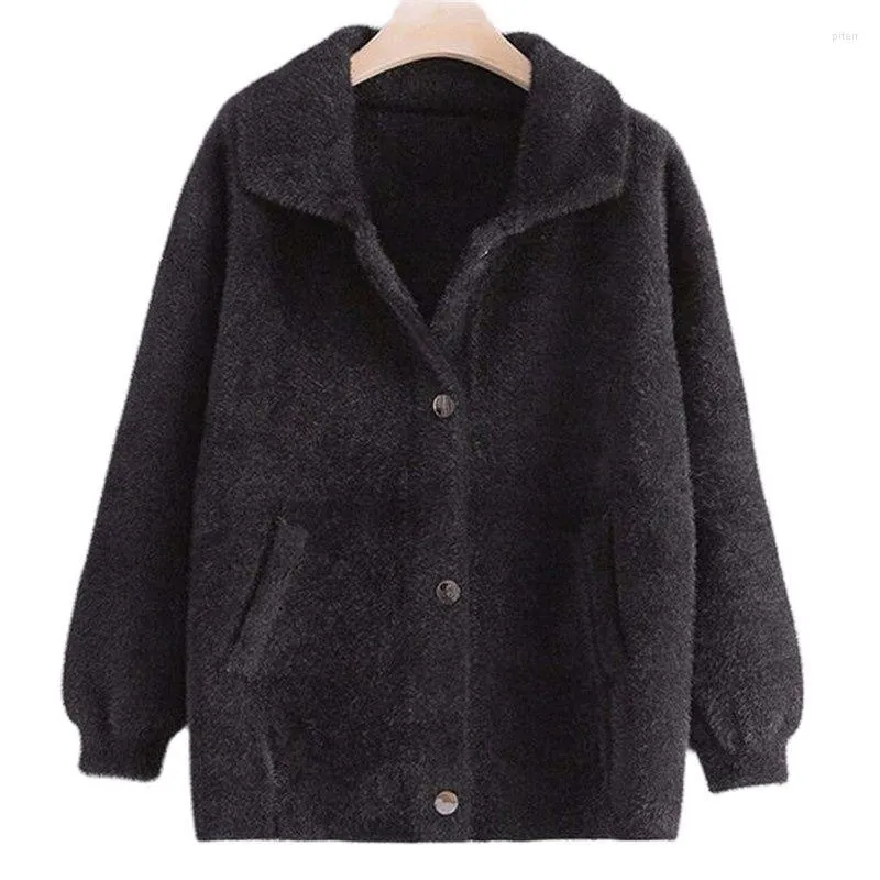 Women's Knits 2023 Imitation Mink Velvet Coat Mother Wear Knitted Cardigan Female Middle-Aged Fall/Winter Sweater Jacket Women Outwear Top