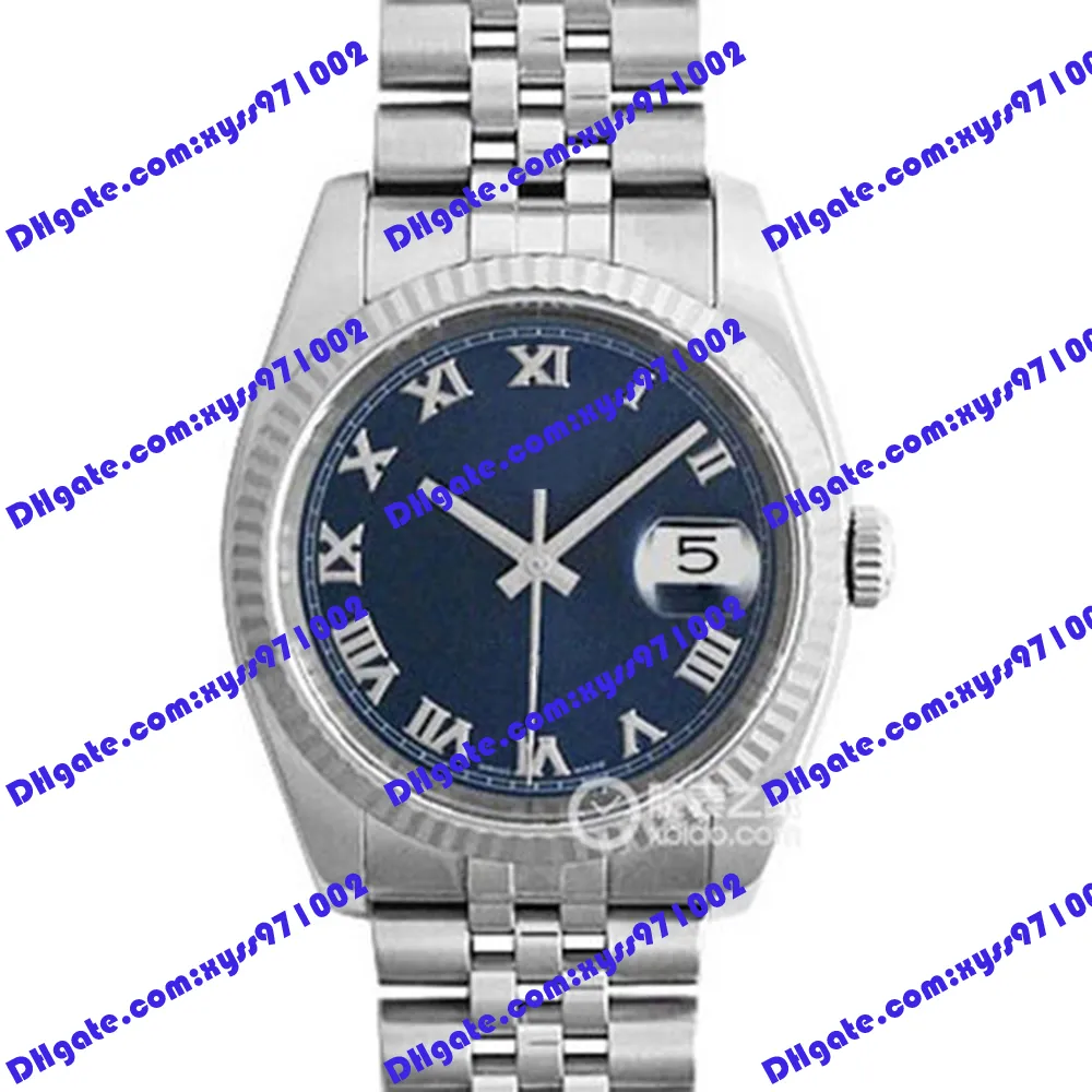 Wysokiej jakości zegarek 2813 Automatyczne zegarki mechaniczne 36 mm niebieska rzymska tarcza 116234 Watch Strain Stael Sapphire Glass Business 116233 Zegarek męski
