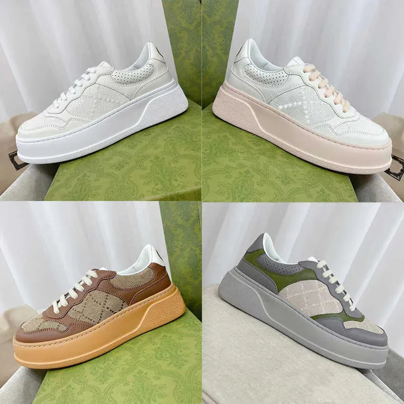 2023 Designer Kvinnor Sneaker Sneaker Retro Präglad Mode Läder Plattform Sneaker Flerfärgad Äkta broderi Män Klassisk Casual Outdoor Sko med Box NO334