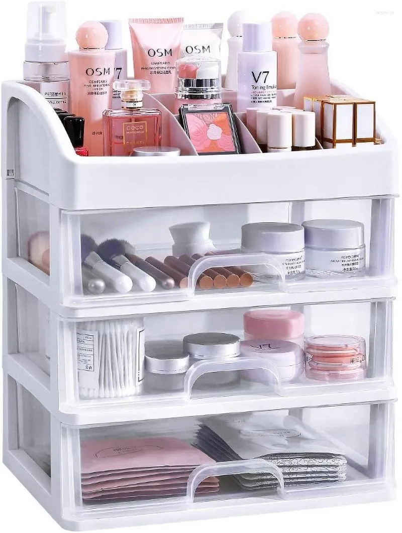 Ящики для хранения Peiduo Makeup Organizer с 2/3 ящиками Canity Countertop для косметической щетки для ногтей и ювелирных изделий (белый)