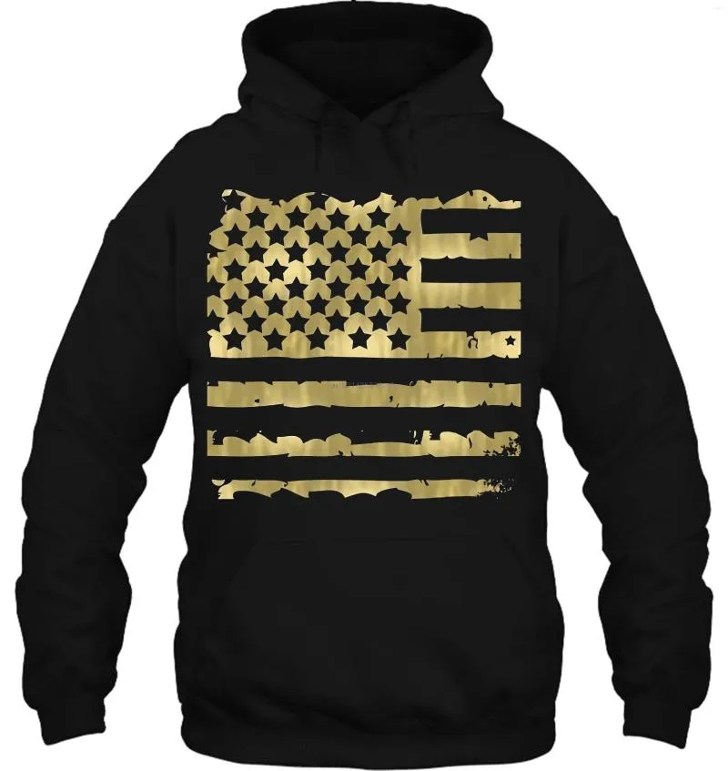 Herrtröjor män hoodie streetwear guld glam usa flagga för ring snurrade anpassade tryck tonåringar kvinnor