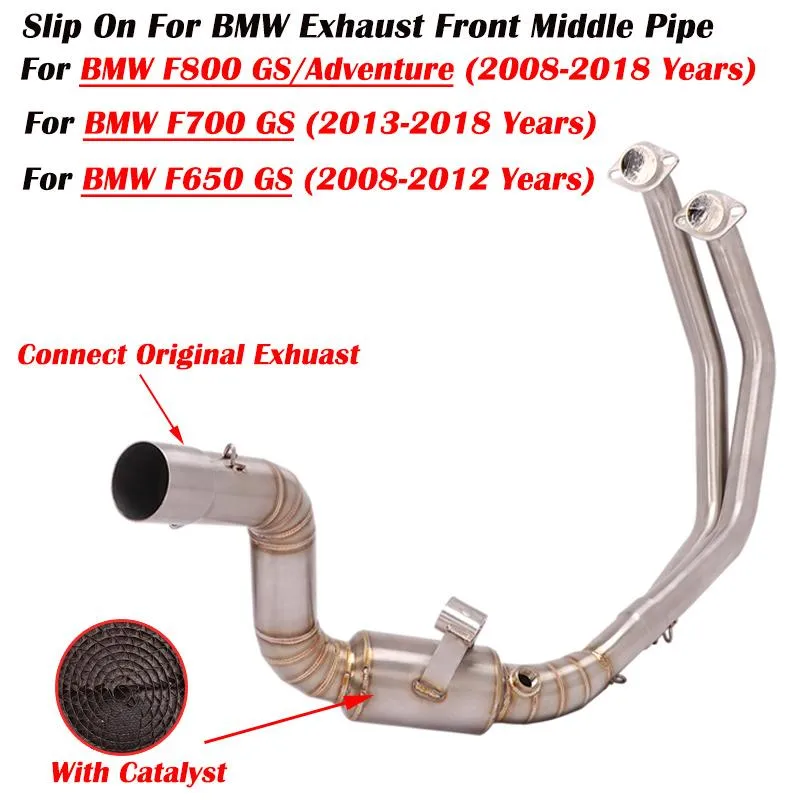 Мотоциклевая выхлопная система передняя канализация с катализатором подключите оригинальную глушительную скольжение для F650 F700 F800 GS Adventure 2008-2023