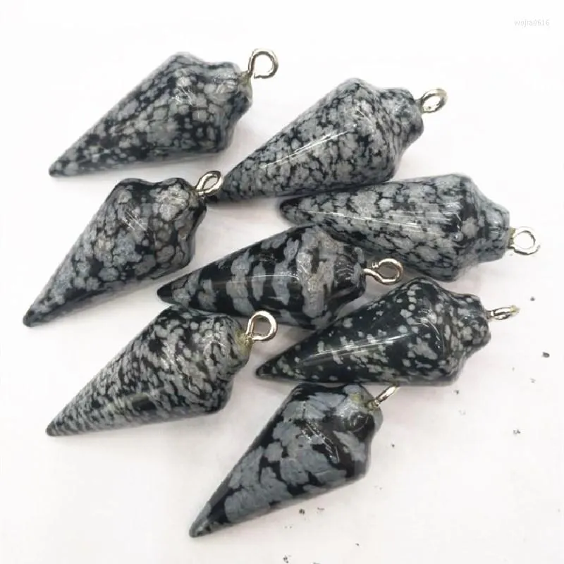 Charms 4pcs Nature Snowflake Obbistan Stone Pendants For Lovely Women Net Making Accessoires Fire Cherry Quartz Tiger Eye 32x15mm