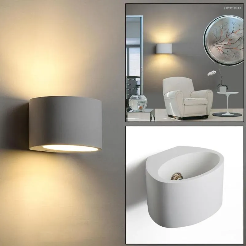 Wall Lamp Nordic Plaster Lights Bedside Up&Down Sconce For Bedroom Reading White Home Living Room Kitchen Lighting