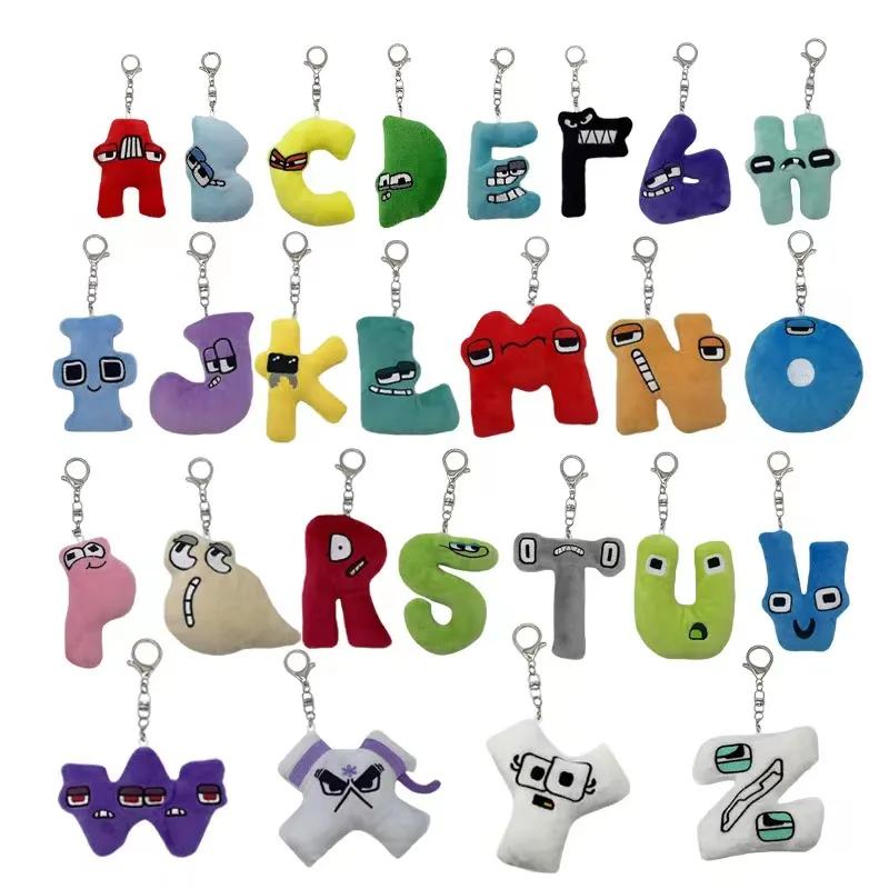 Keychain Alphabet Lore maar zijn poppen hanger knuffel dier pluche speelgoed cadeau voor kinderen kinderen kerstcadeau speelgoed 26 brief