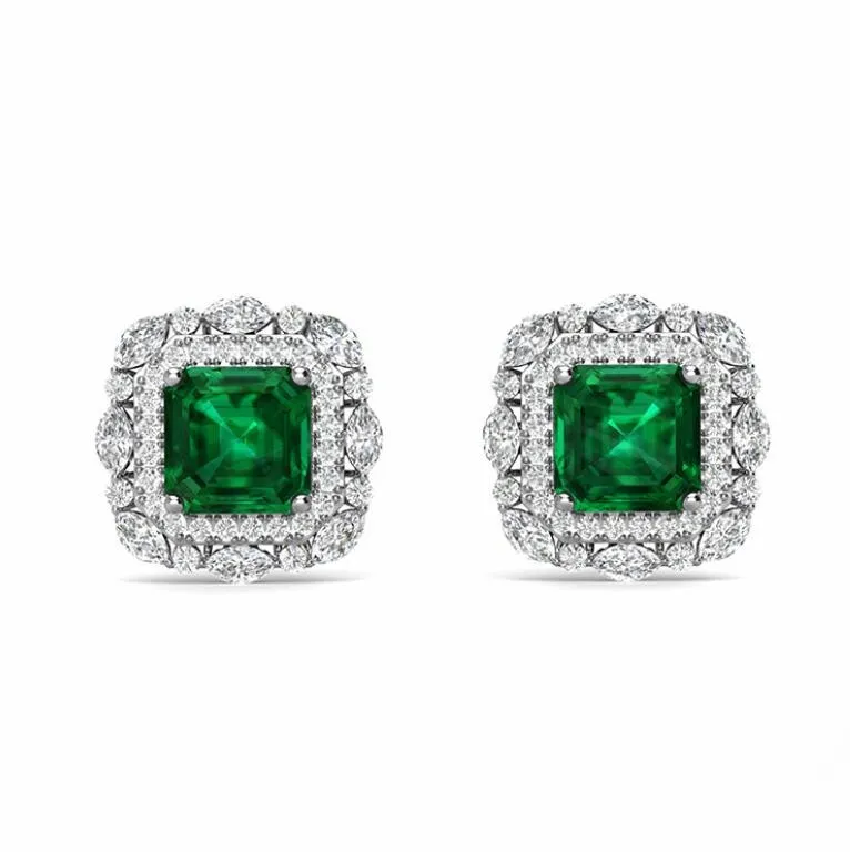 2023 TOP VERKOOP SUT -oorbellen Luxe sieraden Handgemaakt 925 Sterling Silver Emerald CZ Diamond Zirkon Party Ins Women Wedding Princess Earring For Lover cadeau