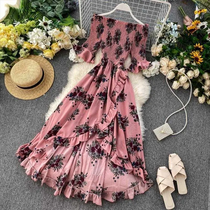 Off Shoulder Floral Print Dress Knee-Length Cotton Blend Summer Sundress  from Dhgate Basic & Casual Dresses - price 59.4
