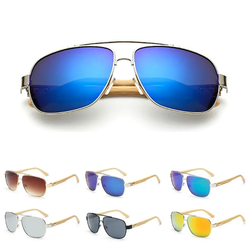 Sunglasses Fashion For Women Men Pilot Style Bamboo Wood Arm Retro Sun Glasses Classic Eyewear UV400Sunglasses