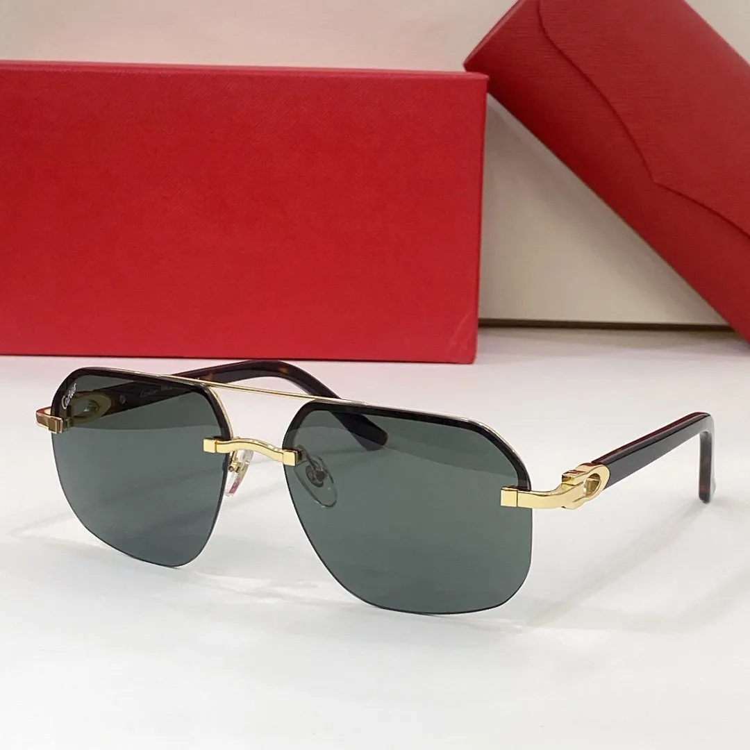 Schutzbrille für Herren, Carti-Sonnenbrille, Designer-Sonnenbrille aus Verbundmetall, randlose Lünette, optischer Brillenrahmen, klassisches rechteckiges Quadrat, luxuriöse Sonnenbrille mit goldenem Sonnenschutz