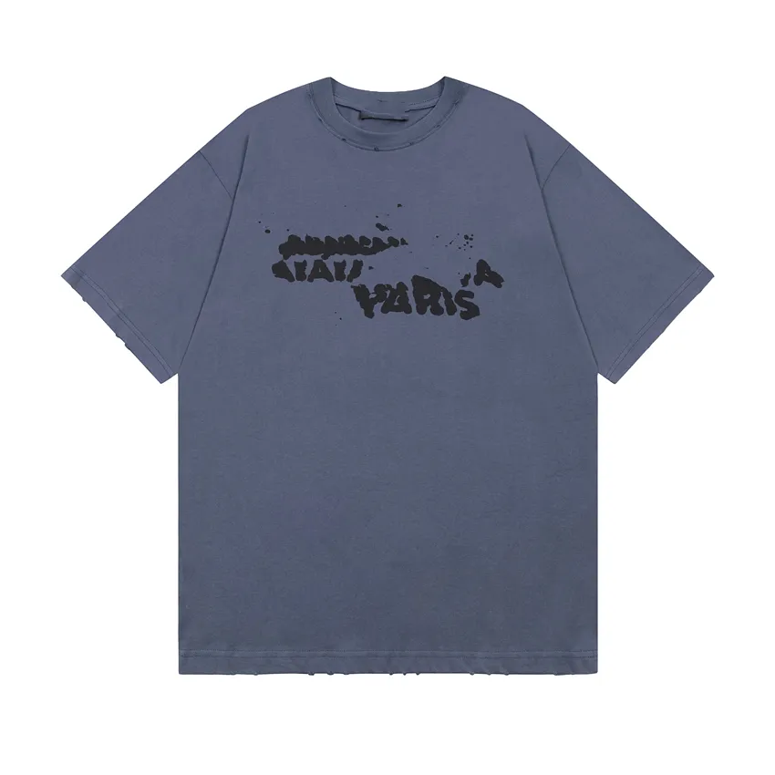 メンズTシャツ2023ファッションデザインBalencaigaity TシャツWomentopコットンリンクルプリントプリントレターカジュアルカップル服02-008