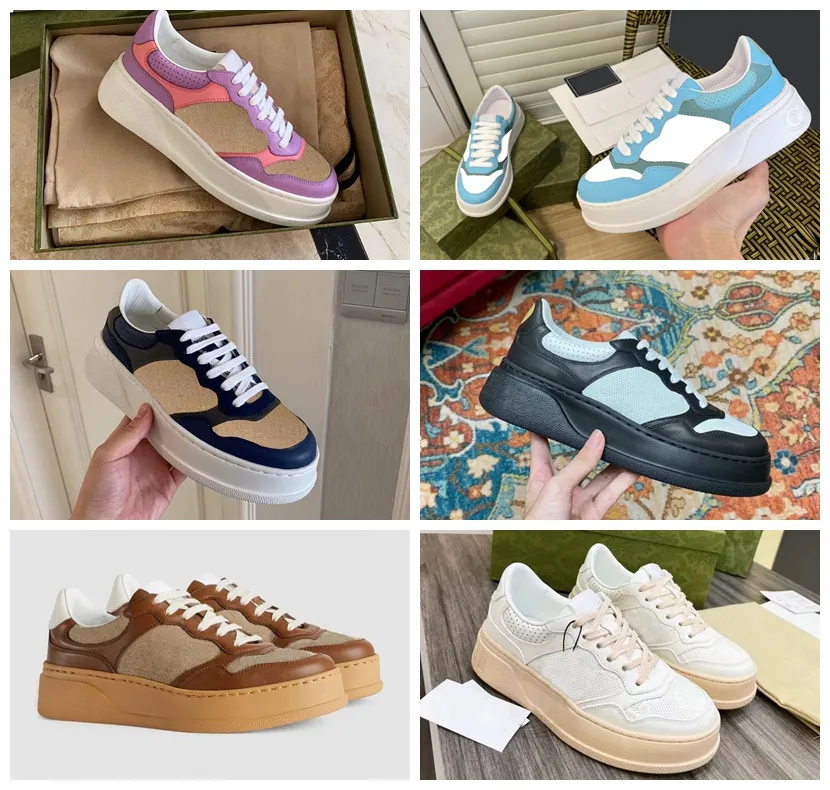 Tasarımcılar Sneaker Sıradan Ayakkabı 2023 Yeni Renkler Erkek Kadın Siyah Trainer 4cm Kalın Dip Orijinal Deri Lüks Gündelik Ayakkabı Açık Saborlar Boyutu EU35-EU46