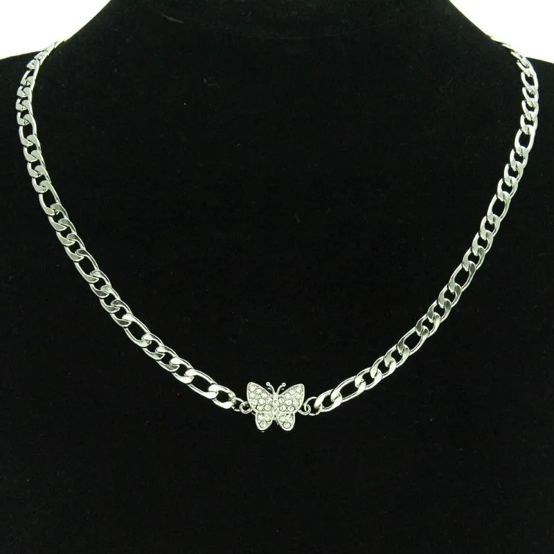 Chains Personality Small Butterfly Simple Glossy Cuban Chain Necklace For Men And Women Jewelry Trendy Luxury