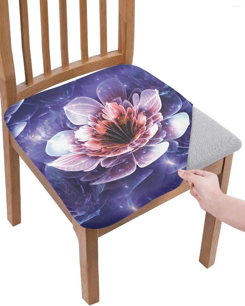 Stol täcker blommande lotus borttagbar sittplats täcker mat stretch kudde slipcover för kökstolar housse de chais