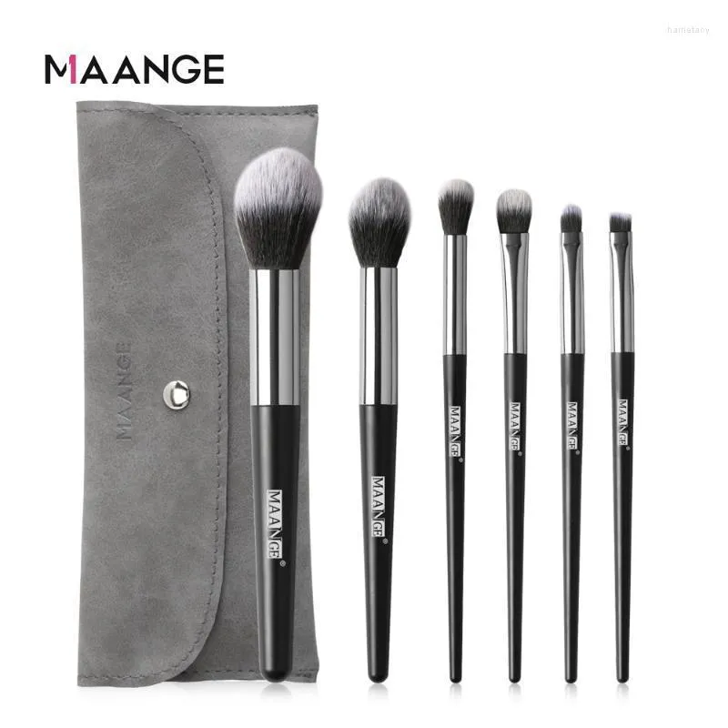 Makeup Brushes Pro 5/6st Set med påse Skönhet Ögonskugga Ögonbryn Blush Powder Foundation Kosmetika Make Up Brush Tools KitMakeup Harr22