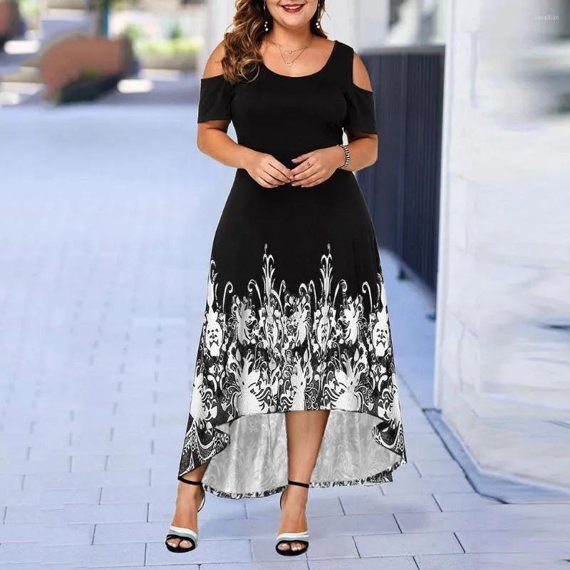 Vestidos de festa noite verão plus size maxi vestido mulheres 5xl 2023 manga curta estampada floral elegante grande para senhoras vestidos