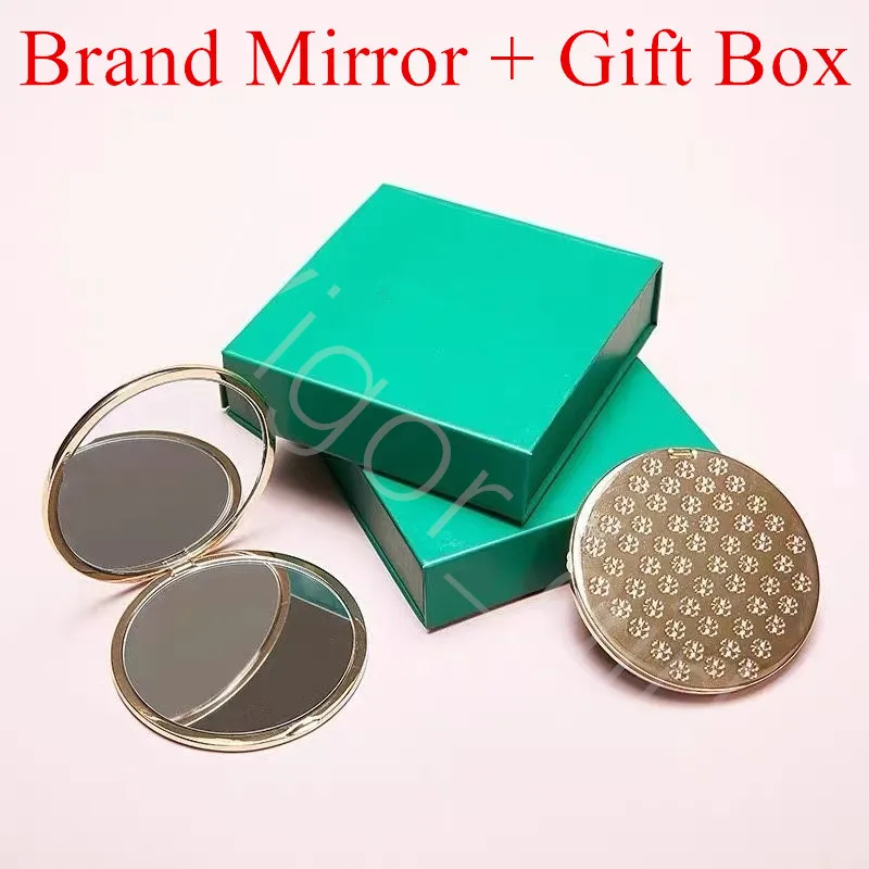 2023 Brand Compact Mirrors Classic Folding Double Side Girl Women with Gift Box for Vip Customer Four-leaf Clover Portable Hd Make-up Mirror