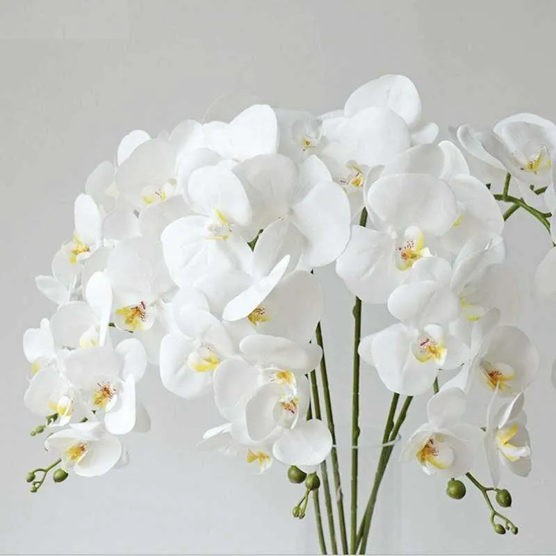 Ghirlande di fiori decorativi 95cm Flores Artificiales Real Touch Latex Farfalla Orchidea Home Decor Decorazione di nozze Natale Mariage PU A