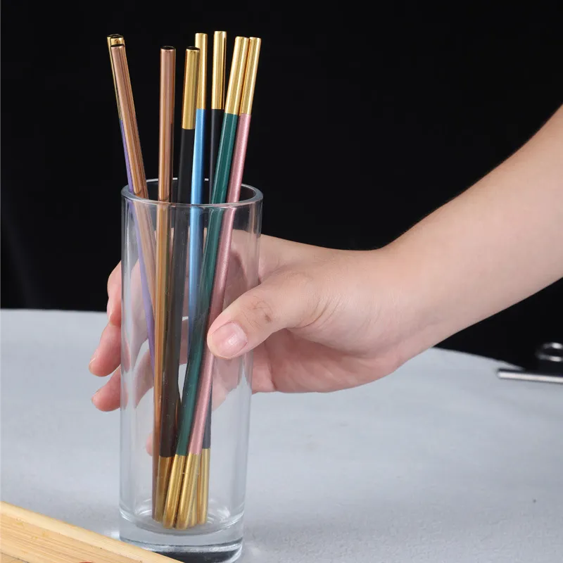 Rostfritt st￥lstr￥n Straw Straw Cleaning Borste 5st Metal Smoothies Drinking Straws Set Reanv￤ndbar 1224012