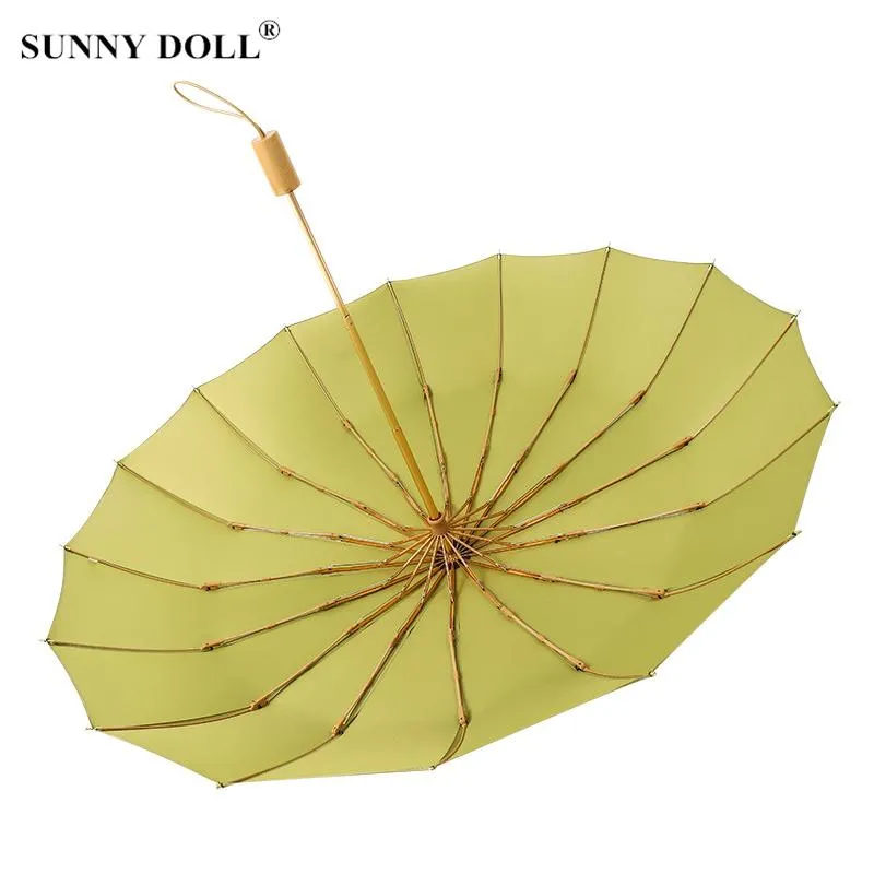 Umbrellas Wind Resistant 16 Bone Retro Folding Umbrella Business Sunny Rain Women Luxury Big Windproof For Men 16K