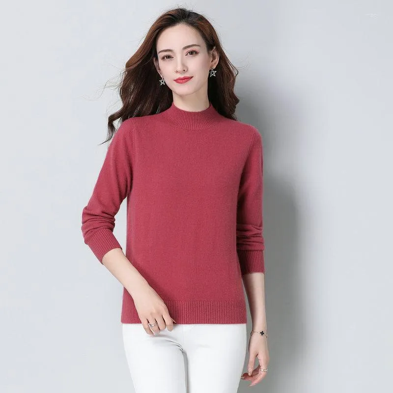 Kadın Sweaters 2023 Kış Kadınlar Yumuşak Sıcak Yün Krallık Kırmızı Siyah Beyaz Gri Mavi Düz Örme Çekme Üstler Bayanlar Örgü