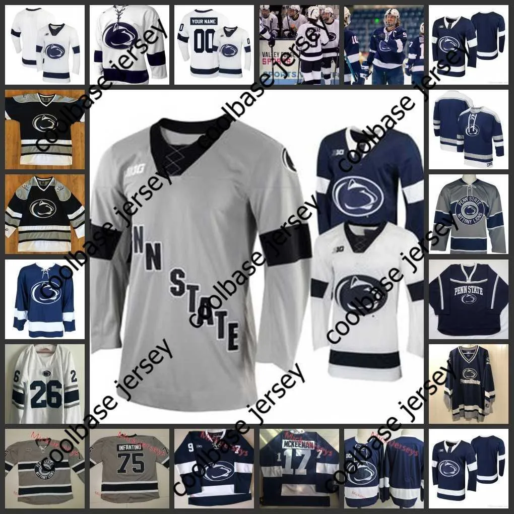 2022 NCAA Frozen Four Penn State Nittany Lions Hockey-Trikot 8 Chase Berger (C) 5 Kevin Kerr (A) 10 Brandon Biro 13 Nikita Pavlychev 3