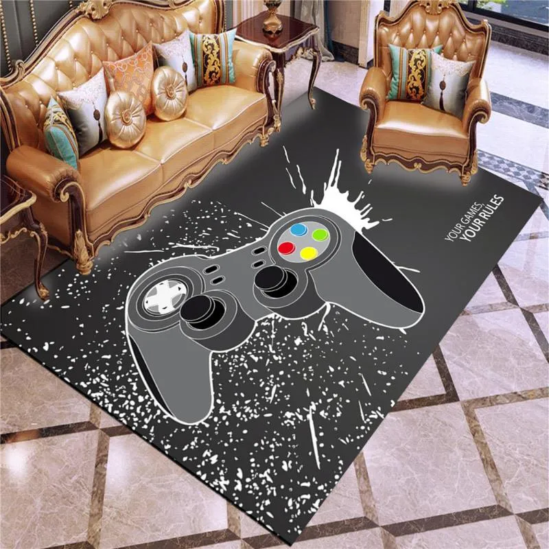 Tapetes personalizados garoto de desenho animado tocando tapetes de área lavável sem deslizamento gamepad impresso para decoração de quarto da sala de estar 80x160cm