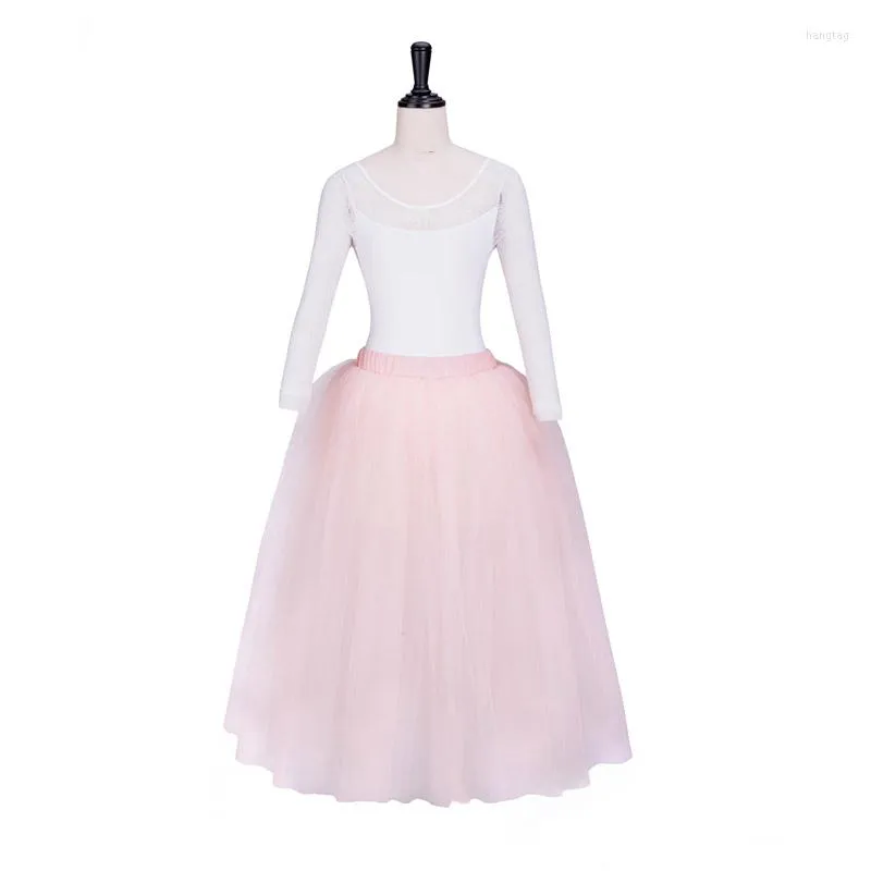 Scenkl￤der fltoture l2004a professionell balett l￥nga kl￤nningar 5 lager mjuka tullar halva kjol vit romantiska tutu kjolar