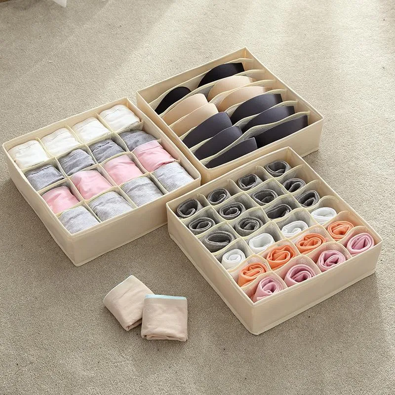 Storage Boxes Luluhut Washable Underwear Box Foldable 7 16 24 Grids Bras Socks Drawer Organizer Multi-function Home