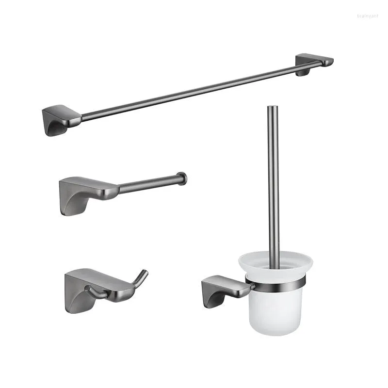 Bath Accessory Set Bathroom Accessories Wall Mounted Towel Bar Clothes Hook Toilet Brush Holder Tissue Roll